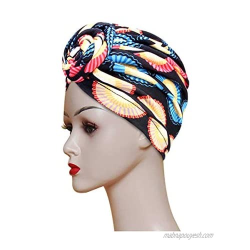 GABraden Women Pre-Tied Bonnet Turban for Women Printed Turban African Pattern Knot Headwrap Beanie