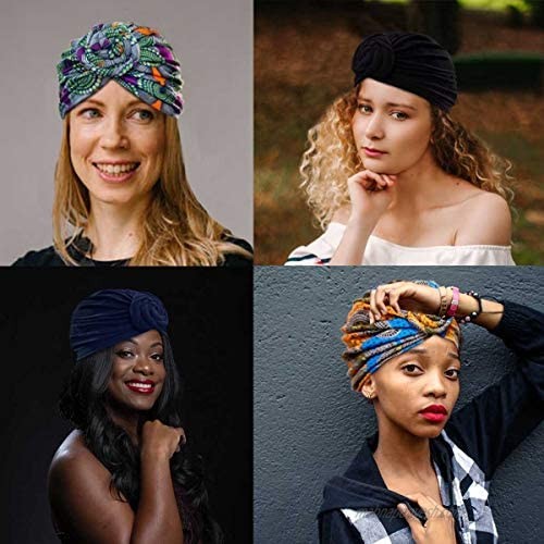 GABraden Women Pre-Tied Bonnet Turban for Women Printed Turban African Pattern Knot Headwrap Beanie