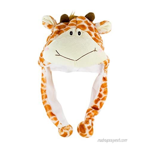 Giraffe Unisex Polyester Plush Zoo Animal Winter Hat Beanie Aviator Style