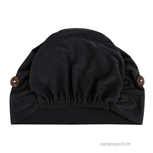 Holiberty Women Beanie Cap Muslim Cap Elastic Sleeping Hats Button Headwrap Hair Loss Hat