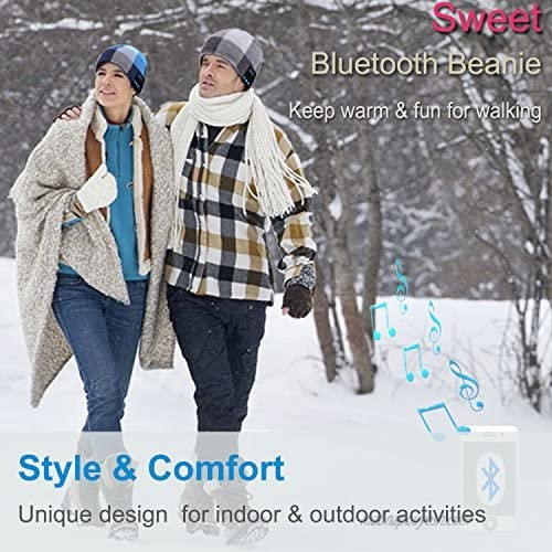 Mydeal Winter Unisex Bluetooth Beanie Hat Warm Skully Cap w/Wireless Headphone Headset Earphone Stereo Speaker Mic Hands Free for Outdoor Sport Skiing Snowboard Skating Hiking Camping