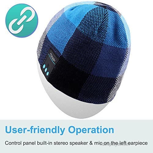 Mydeal Winter Unisex Bluetooth Beanie Hat Warm Skully Cap w/Wireless Headphone Headset Earphone Stereo Speaker Mic Hands Free for Outdoor Sport Skiing Snowboard Skating Hiking Camping