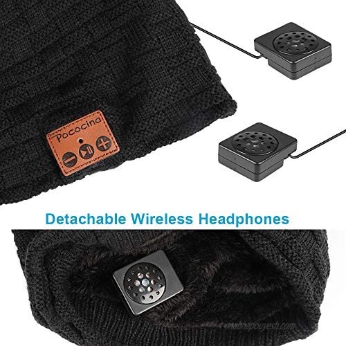 Pococina Wireless Headphone Beanie Music Hat Cap for Men Women Teens- 028 Black