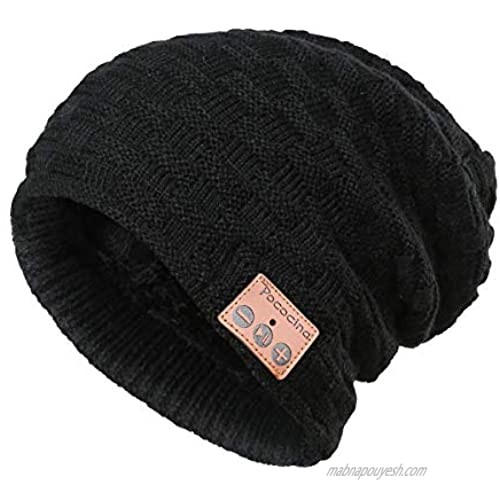 Pococina Wireless Headphone Beanie Music Hat Cap for Men Women Teens- 028 Black