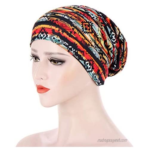 Satin Lined Sleep Cap Slouchy Beanie Turban Headwear Bonnet Headwrap Chemo Cancer Head Hat Cap Hair Cover Wrap