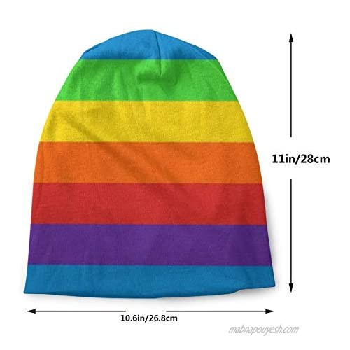 SURSUBUN Rainbow Color Stripes Beanie Hat Slouchy Skull Cap Warm Chemo Headwear for Men Women