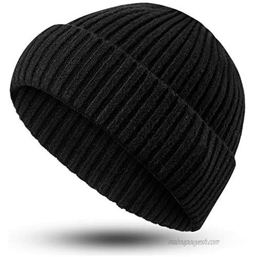 Syhood Winter Beanie Knit Hat Warm Slouchy Stretchy Soft Headwear Daily Ribbed Cap Beanie Hat for Men Women