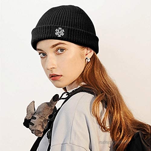Unisex Black One-Piece-Golden-Age Beanie Hat Winter Warm Soft Slouchy Knit Cap for Man Women