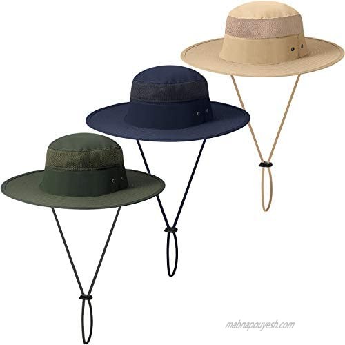 3 Pieces Outdoor Sun Hat Camping Cap Quick-Dry Breathable Mesh Hat Unisex with Adjustable Strap for Women and Men  3 Color