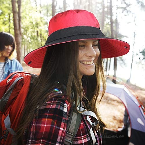 4 Pieces Wide Brim Sun Hat UV Protection Sun Hat Outdoor Foldable Mesh Hat Hiking Beach Fishing Bucket Cap with Storage Bag for Women