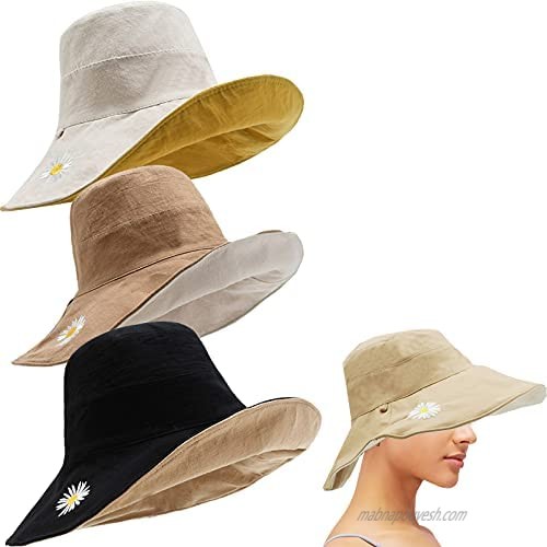 ABUDDER 3 Pieces Women Sun Hats UV Protection Beach Cap for Outdoor Sports