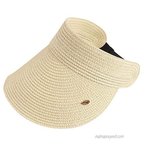 Beach Sun Hat for Women  Wide Brim Foldable Straw Women’s Summer Sun Straw Hat for Outdoor Travel Holiday Beach Beige