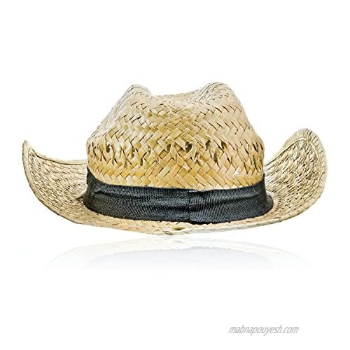 Bottles N Bags Straw Cowboy Hats - Western Costume Accessory for Men and Women - Soft Fabric Band and Adjustable Chin Strap…