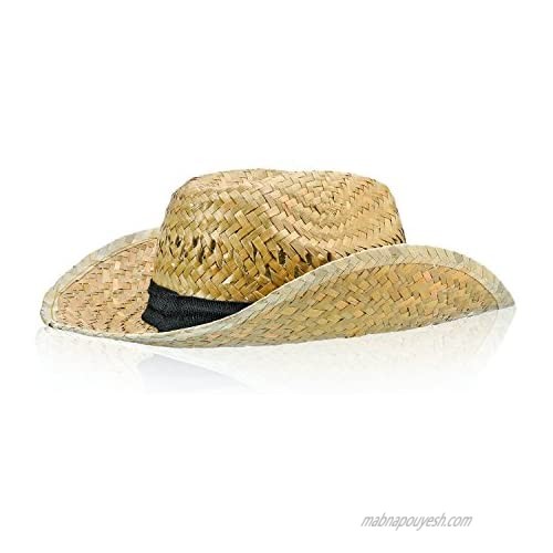 Bottles N Bags Straw Cowboy Hats - Western Costume Accessory for Men and Women - Soft Fabric Band and Adjustable Chin Strap…
