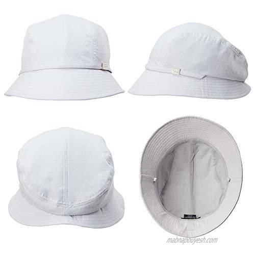 Bucket Boonie Cord Brim Cap Fishing Hiking Sun Hats for Women UPF50+ Packable Gray