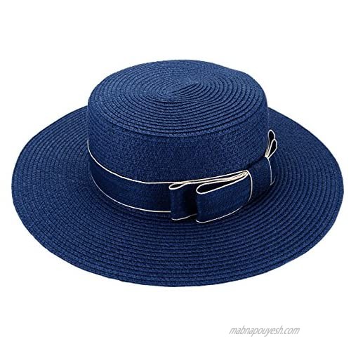 CHIC DIARY Women Bowknot Straw Hat Summer Fedoras Wide Brim Sun Hat