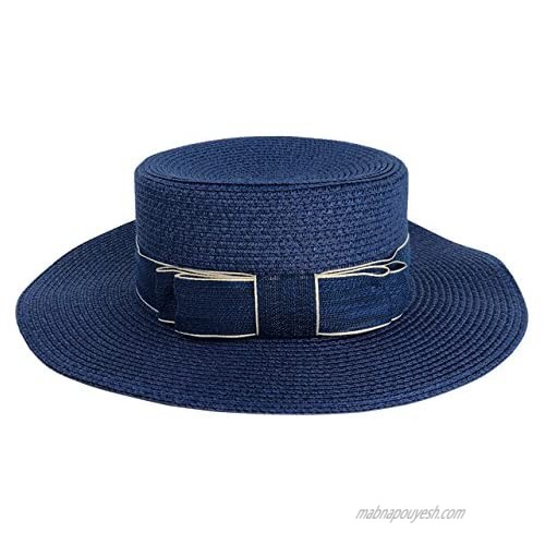 CHIC DIARY Women Bowknot Straw Hat Summer Fedoras Wide Brim Sun Hat