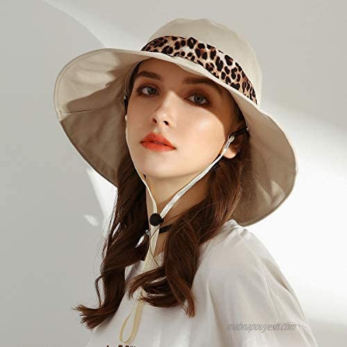 Cotton Sun Hats for Women Summer Beach Hat Foldable Sun Hats with UV Sun Protection Packable Summer Hats with Chin Strap