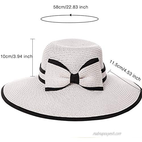DENOTA Women Wide Brim Straw Hat Packable Sun Hats Summer Beach Cap
