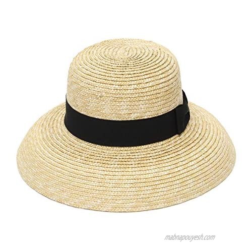 EOZY Womens UPF 50+ Straw Bucket Hat Wide Brim Elegant Ladies Straw Cloche Sun Hat Church Derby Sun Hat