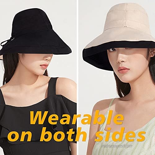 Fanadith Sun Hat UPF 50+ UV Protection Wide Brim Reversible Foldable Summer Bucket Hat
