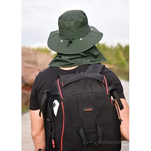 Fishing Hat for Men ，Fashion Summer Outdoor Sun Protection Fishing Cap Neck Face Flap Hat Wide Brim Fishing Hat Safari UPF 50+