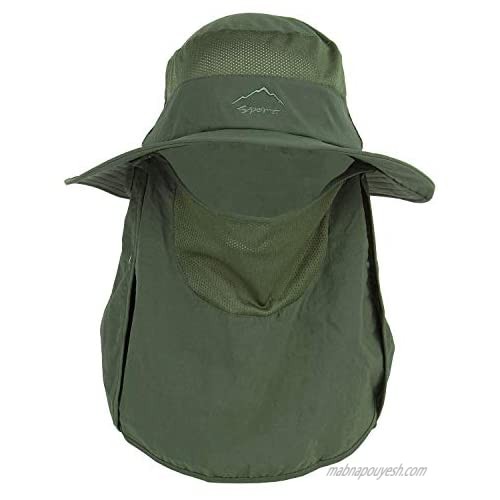 Fishing Hat for Men ，Fashion Summer Outdoor Sun Protection Fishing Cap Neck Face Flap Hat Wide Brim Fishing Hat Safari UPF 50+