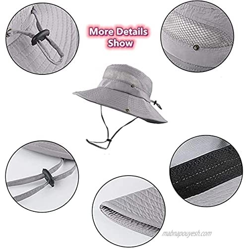 Fishing Sun Protection Hat Men Wide Brim Lightweight Foldable Bucket Hat Summer Outdoor Activities Hat Cowboy Cap (Navy Blue)