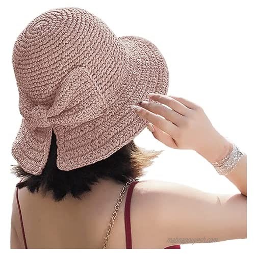 Foldable Wide Brim Floppy Straw Beach Sun Hat Summer Hat for Women & Girls