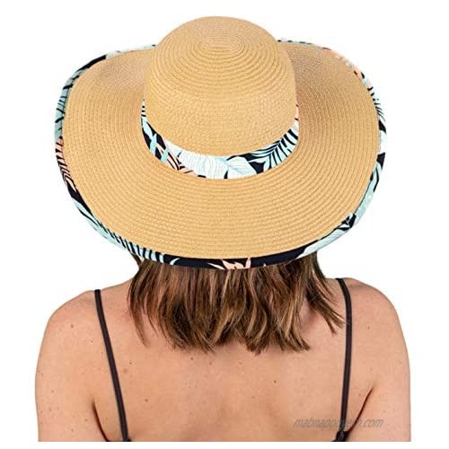 Funky Junque Womens Fabric Patterned Print Brim Adjustable Beach Floppy Sun Hat
