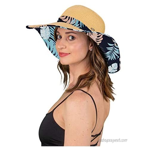 Funky Junque Womens Fabric Patterned Print Brim Adjustable Beach Floppy Sun Hat