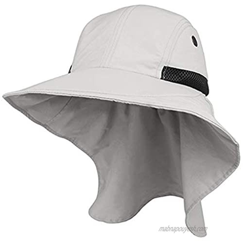JUNIPER Womens Grey Wide Brim Outdoor Sun Flap Hat