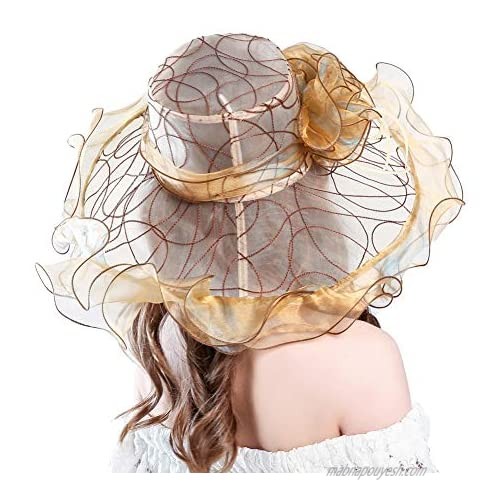 KN Accessories Women's Organza Kentucky Derby Hat Ruffles Creative Hat UV Protection Organza Mesh Hat