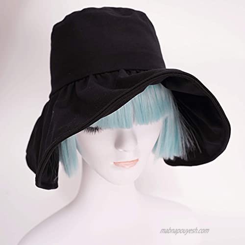 lanxjoyss UPF50+ Manual Pinch 100% Cotton Pinched Pleats Large Brim hat Visor Umbrella hat