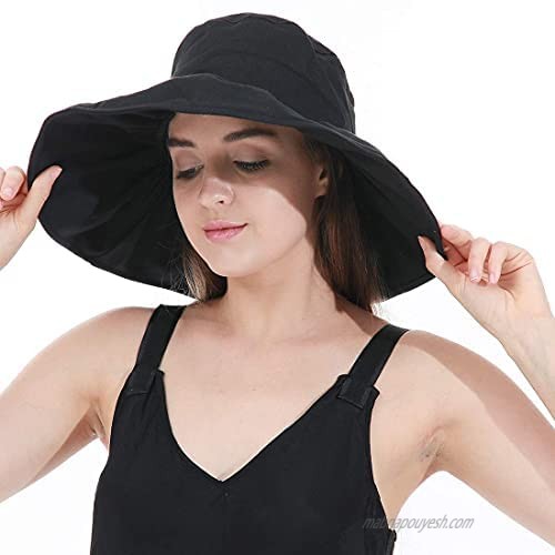 lanxjoyss UPF50+ Manual Pinch 100% Cotton Pinched Pleats Large Brim hat Visor Umbrella hat