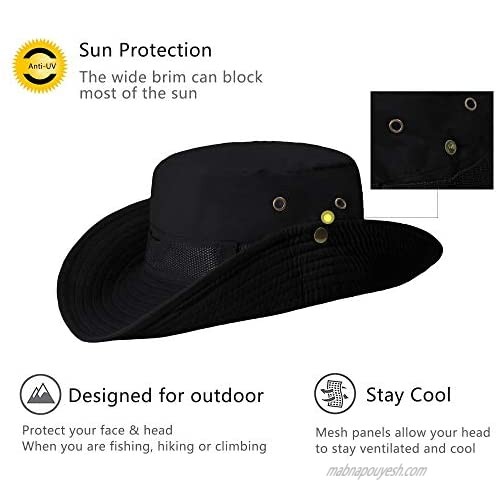 Mens Outdoor Boonie Hat Sun Protection Wide Brim Bucket Sun hat Fishmen Cap