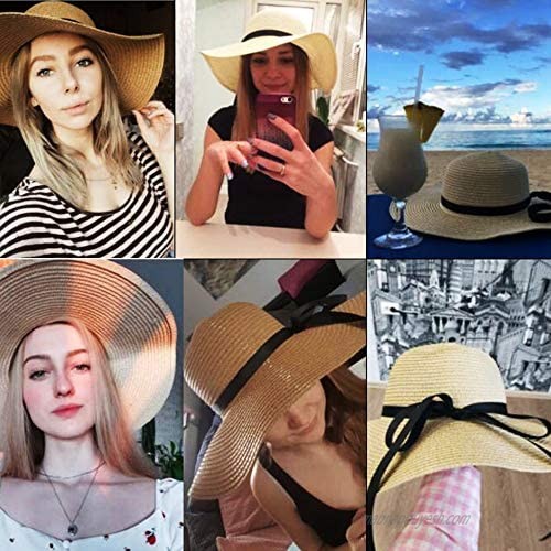MonicaSun Womens Straw Hat， Sun Hat for Women Beach Cap Summer Hats， UV Protection UPF50+