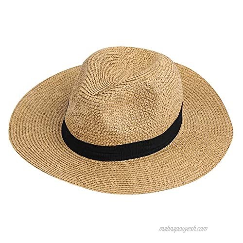 Neeyoo Straw Hat  Womens Beach Hats  Foldable Roll up Summer Sun Hat  Summer UV Hat with UPF 50+ Protection for Girls and Ladies  for Womens Vacation or Travel Brown