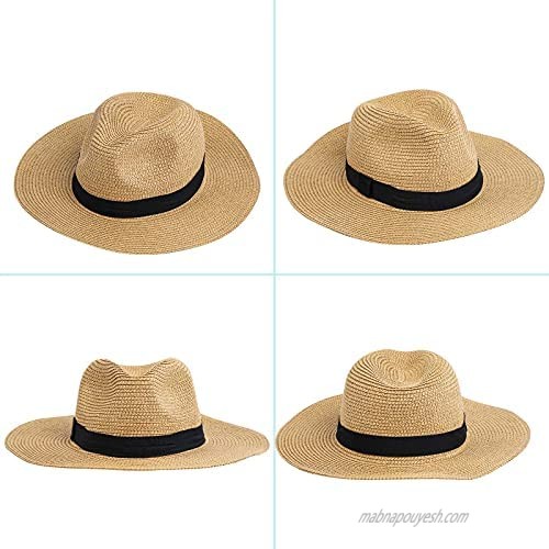 Neeyoo Straw Hats Womens Beach Hat Foldable Roll up Summer Sun Hat Summer UV Hat with UPF 50+ Protection for Girls and Ladies for Womens Vacation or Travel Brown