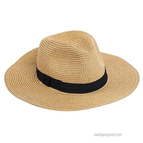 Neeyoo Straw Hats Womens Beach Hat Foldable Roll up Summer Sun Hat Summer UV Hat with UPF 50+ Protection for Girls and Ladies for Womens Vacation or Travel Brown