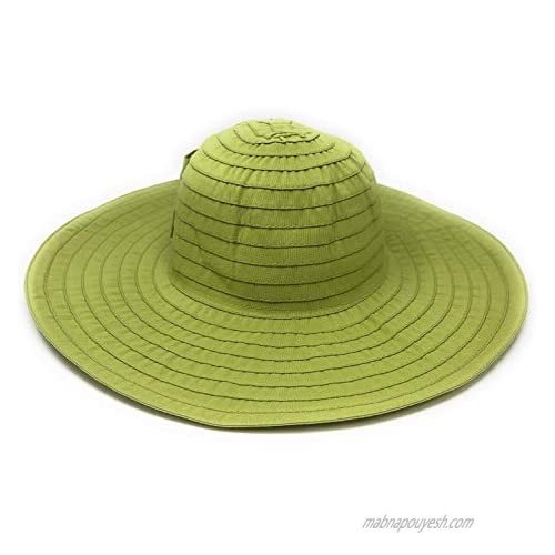 Packable Ribbon Crusher Sun Shade Beach Hat Wide Shapeable Brim UPF 50 with Bow
