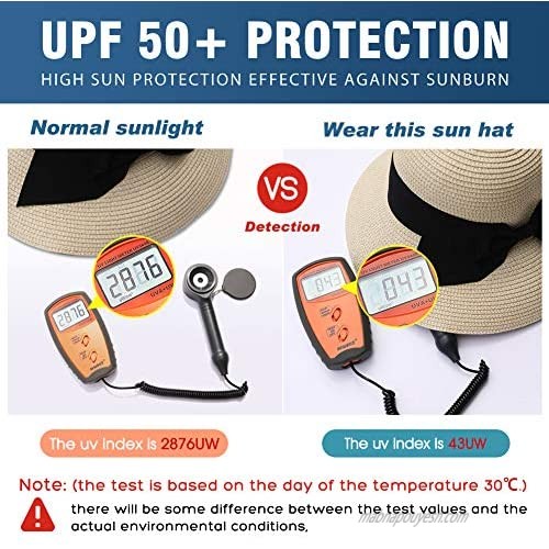 Packable Straw Panama Fedora Sun Hat for Small Head Women Beach SPF 50 Floppy Beige 54-56cm