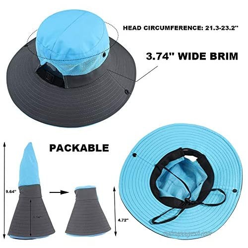 Peicees 3PCS Women's Outdoor UV Protection Foldable Mesh Wide Brim Beach Fishing Hat