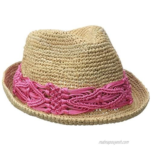 Physician Endorsed Women's Malia Crochet Raffia Sun Hat with Macrame Trim  Rated UPF 30 for Sun Protection