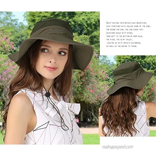 Qhome Unisex Outdoor Lightweight Breathable Waterproof Bucket Wide Brim Hat - UPF 50+ Sun Protection Sun Hats Shade