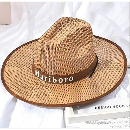 RILONG Straw Hats for women Wide Brim Cowboy Hat Beach Hat Natural.