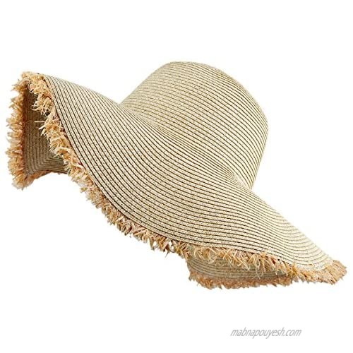 Samtree Women's Foldable Beach Cap Wide Brim Roll Up Straw Sun Hat for Small Head Size