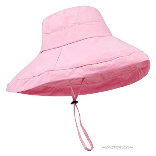 Sportmusies Wide Brim Sun Hats for Women UPF50 UV Sun Protective  Packable Summer Beach Hat Gardening Cap with Neck Cord