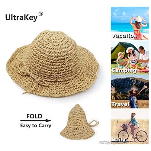 Straw Hat Handmade Beach Wide Brim Cap Foldable Outdoor Sun Hat Beach Headwear for Adult Children Man Women