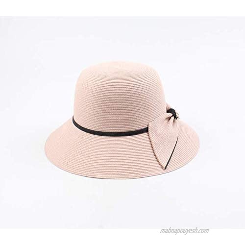 Sun Hat Women Wide Brim Straw Hat Floppy Foldable Packable Beach Hat UV UPF 50+